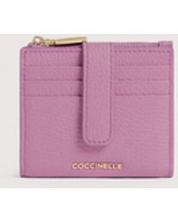 Coccinelle - Small Grained Leather Wallet Metallic Medium - Lyst