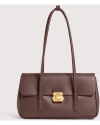 Coccinelle - Grained Leather Shoulder Bag C-Me Lock Large - Lyst