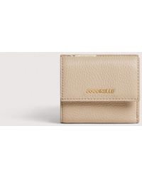 Coccinelle - Small Grained Leather Wallet Metallic Small - Lyst