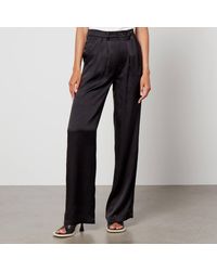 Anine Bing - Carrie Pleated Silk-Satin Wide-Leg Trousers - Lyst