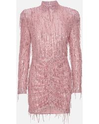 ROTATE BIRGER CHRISTENSEN - Sequinned Mesh Mini Dress - Lyst