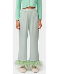 Sleeper - Party Pyjamas Feather-trimmed Crepe Trousers - Lyst