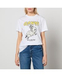 Ganni - Basic Bunny Organic Cotton-Jersey T-Shirt - Lyst