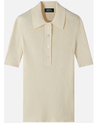 A.P.C. - A.P.C Danae Ribbed Cotton-Jersey Polo Top - Lyst