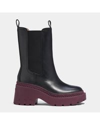 COACH Alexa Leather Heeled Chelsea Boots - Brown