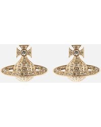 Vivienne Westwood Gold White Crystal Minnie Bas Relief Earrings - Metallic