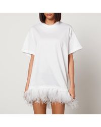 Marques'Almeida - Feather-Trimmed Cotton Mini Dress - Lyst