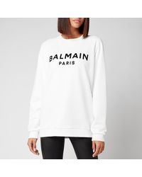 Balmain Flocked Logo Sweatshirt - White