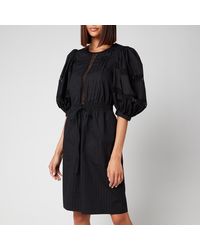 See By Chloé Cotton Poplin Puff Sleeve Dress - Black