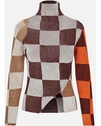 Stine Goya - Asymmetric Checkered Knitted Top - Lyst