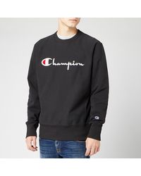 champion script logo black crewneck sweatshirt