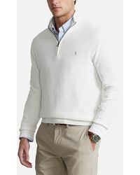 Polo Ralph Lauren Mesh Knit Half-zip Sweater - White