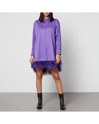 Marques'Almeida - Feather-Trimmed Cotton Shirt Dress - Lyst