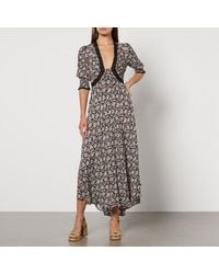 RIXO London - Amina Floral-Print Satin-Silk Maxi Dress - Lyst