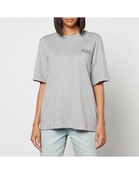 Ganni Logo Organic Cotton-jersey T-shirt - Grey