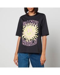 Ganni Organic Cotton-jersey T-shirt - Black