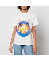 Ganni - X Coggles Dolphin Logo-Print Cotton-Jersey T-Shirt - Lyst