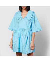 Ganni - X Coggles Floral-Print Organic Cotton Wrap Dress - Lyst