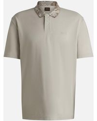 BOSS - Jungle Collar Cotton-Piqué Polo Shirt - Lyst