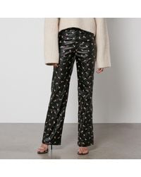 ROTATE BIRGER CHRISTENSEN - Printed Faux Leather Straight-Leg Trousers - Lyst