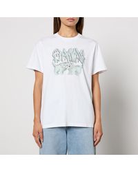 Ganni - Basic Love Cats Logo-Print Cotton-Jersey T-Shirt - Lyst