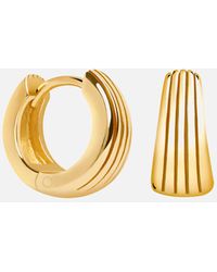 Astrid & Miyu Radiant Textured Huggies In Gold - Metallic