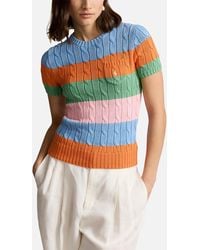 Polo Ralph Lauren - Striped Cable-Knit Short-Sleeve Jumper - Lyst
