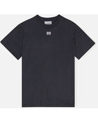 Ganni - Basic Embellished Organic Cotton-Jersey T-Shirt - Lyst