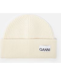Ganni - Light Structured Rib-knit Beanie - Lyst