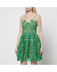Self-Portrait Deep Green Azaelea Mini Dress