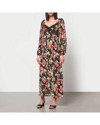 RIXO London - Thaleena Floral-Print Woven Midi Dress - Lyst