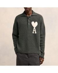 Ami Paris - Off De Coeur Alpaca-Blend Polo Shirt - Lyst