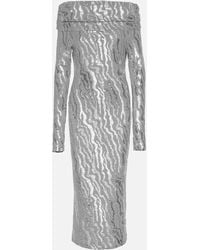 ROTATE BIRGER CHRISTENSEN - Sequinned Jersey Midi Dress - Lyst