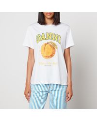 Ganni - Basic Peach Organic Cotton-Jersey T-Shirt - Lyst