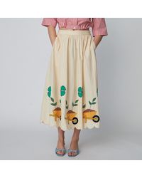 Stella Nova - Embroidered Cotton-Poplin Midi Skirt - Lyst