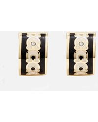 COACH - Signature Gold-plated Enamel Huggie Earrings - Lyst