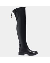 COACH Lizzie Leather Over The Knee Boots - Black