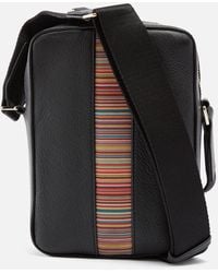 Paul Smith - Stripe Leather Messenger Bag - Lyst