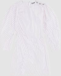 Ganni Stripe Cotton Dress - White