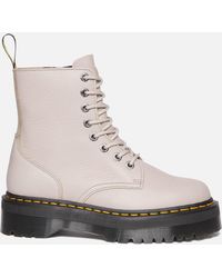 Dr. Martens - 1460 Combat Boots In Taupe Leather - Lyst