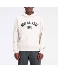 New Balance - Essentials Varsity Cotton-Blend Fleece Hoodie - Lyst