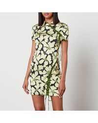De La Vali - Trapeze Floral-Print Satin Mini Dress - Lyst