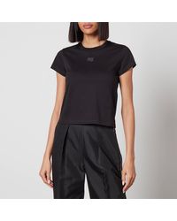 T By Alexander Wang - Alexander Wang Essential Jersey Shrunk Tee With Puff Logo And Bound Neck - Lyst