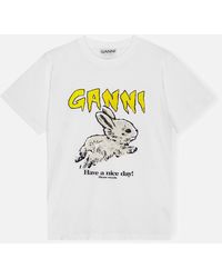 Ganni - Basic Bunny Organic Cotton-Jersey T-Shirt - Lyst