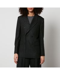 Golden Goose - Journey W'S Double-Breasted Pinstriped Wool-Blend Blazer - Lyst