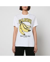 Ganni - Banana Relaxed Organic Cotton-Jersey T-Shirt - Lyst