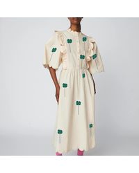 Stella Nova - Embroidered Scalloped Cotton-Poplin Midi Dress - Lyst