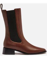 Neous Pros Leather Mid Calf Chelsea Boots - Brown