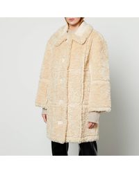 Stand Studio Samira Faux Suede And Sherpa Coat - Natural