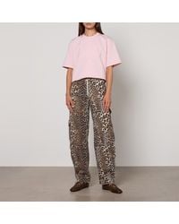 Ganni - Leopard-Print Organic Cotton Trousers - Lyst
